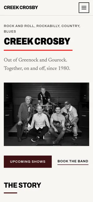 The Creek Crosby website on a phone